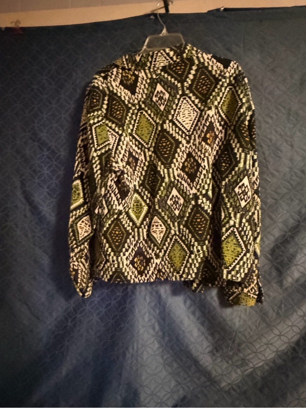 Koret Green Black White Diamond-Pattern Jacket
